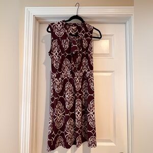 Elegant Burgundy Patterned Dress